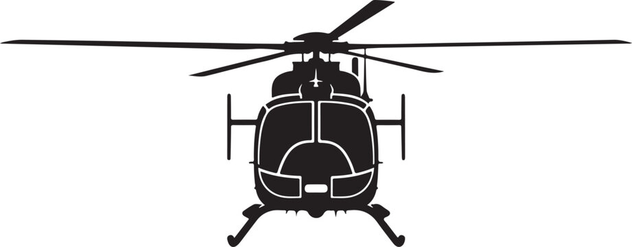 Black helicopter icon, helicopter silhouette, aircraft symbol, vector illustration