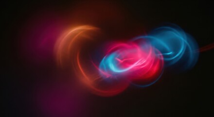 Fototapeta premium Vibrant colorful neon light swirls on dark background