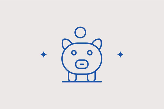 Piggy bank with coin line icon for savings, budget planning, and cashback offers. Friendly vector illustration for banking apps and personal finance management blogs.