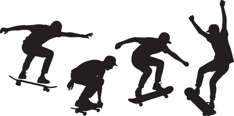 Skateboarder performing tricks in sequence © Ranaart