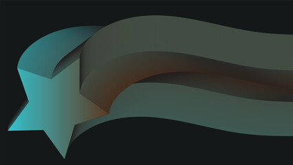 Modern 3D star icon shooting with a flowing curved trail on a dark background for logo and branding design © Komal