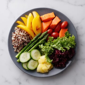 Healthy eating with portion control meal plate