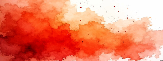 Vibrant red watercolor splash vector with orange paint gradients, artistic crimson ink wash texture with splatters, abstract warm tone watercolor border for creative banner backgrounds isolated © Ateş