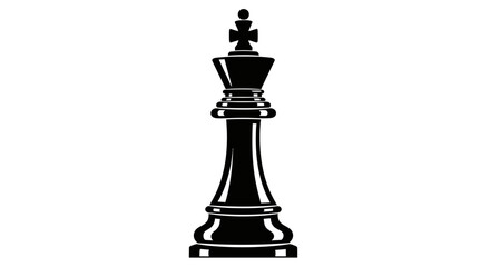 Obraz premium Black Chess King Piece Vector Illustration Isolated on White Background - Strategic Leadership Symbol