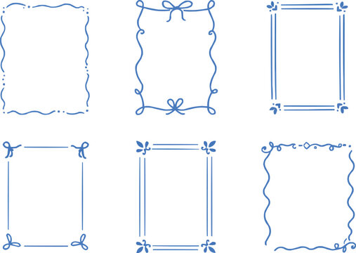 Decorative Blue Frame Set &ndash; Ornamental Borders and Elegant Line Art