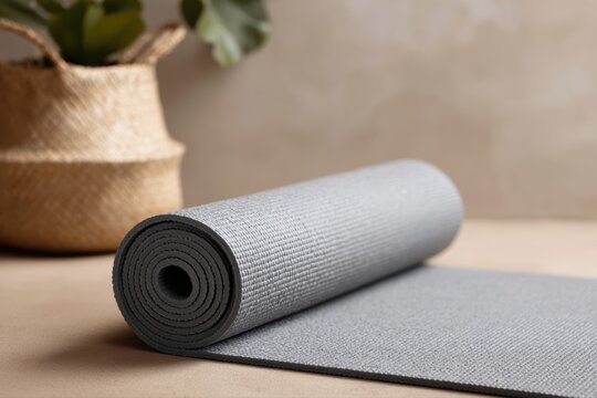 Yoga mat setup in minimal home environment