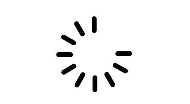 Minimalist Black Loading Spinner Icon Representing System Progress, Buffering, and Website Data Loading on White Background