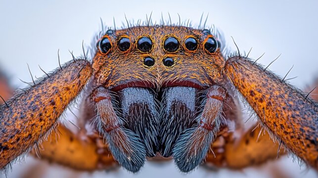 Extreme Macro Shot of a Spider's Fangs and Eyes