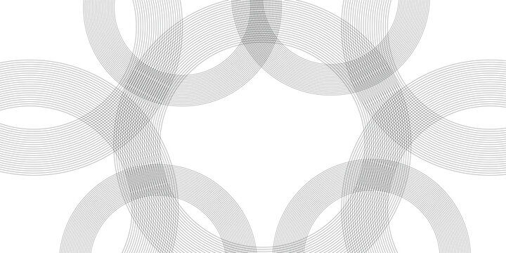 Abstract background with black lines circle and white background design Geometric design with dynamic on white background in concept, wave. circle shapes design. 