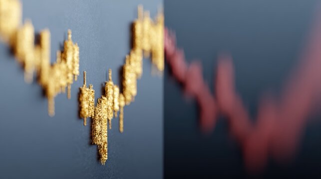 Gold vs falling stock chart contrast, safe haven asset