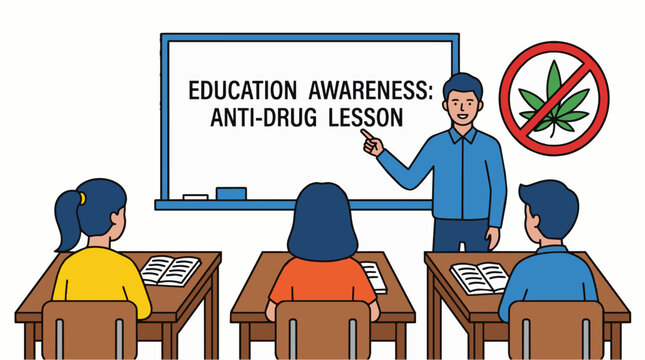Anti-Drug Lesson: Education Awareness in Classroom.