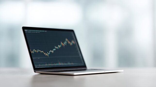 Cryptocurrency trading dashboard with bitcoin and ethereum charts on laptop screen, fintech investment concept