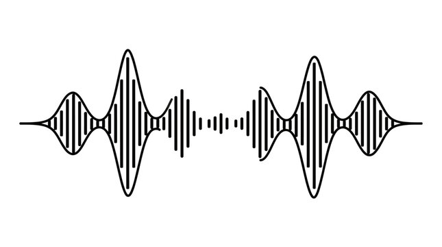 Sound wave decibel audio record simple voice message icon isolated on white background. Podcast player, music track