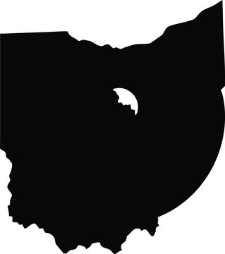 Minimalist Black Silhouette of Ohio State Map Vector Illustration Isolated Background