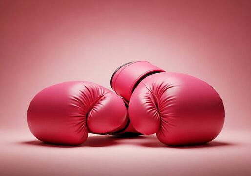 Title vibrant red boxing gloves on a pink background a symbol of strength and competition description a pair of bright red boxing