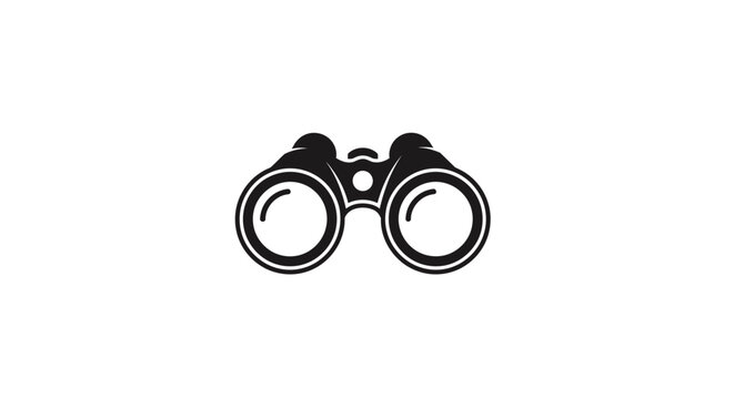 Minimalist black binoculars illustration against white background for concept use