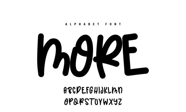 Modern Handwritten Alphabet - Bold Brush Script Font Vector for Social Media and Branding. Hand-drawn Playful Font Vector Illustration - Quirky and Bold Alphabet Set.