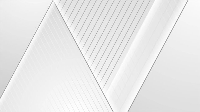 Abstract white and grey geometric background with diagonal lines and soft shadows. Concept minimal motion design. Video animation Ultra HD 4K 3840x2160