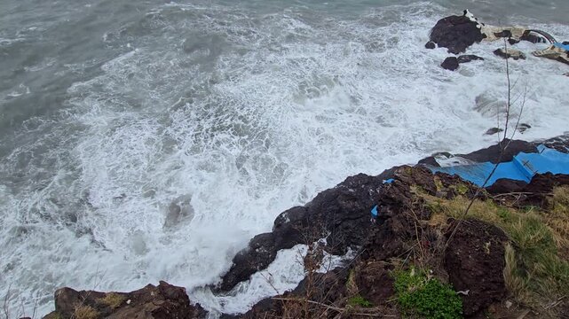 Scenic View Of Sao Martinho And Praia Formosa In Madeira With Volcanic Beach, Atlantic Ocean Waves, And Natural Pools At Doca Do Cavacas Creating Relaxing And Authentic Island Travel Footage