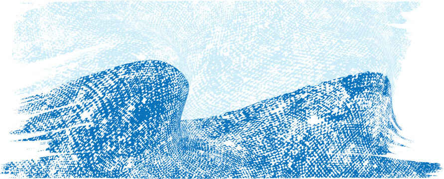 Ocean wave background with blue brush texture, summer sea banner ideal for surfing with copy space, artistic grunge design. Vector