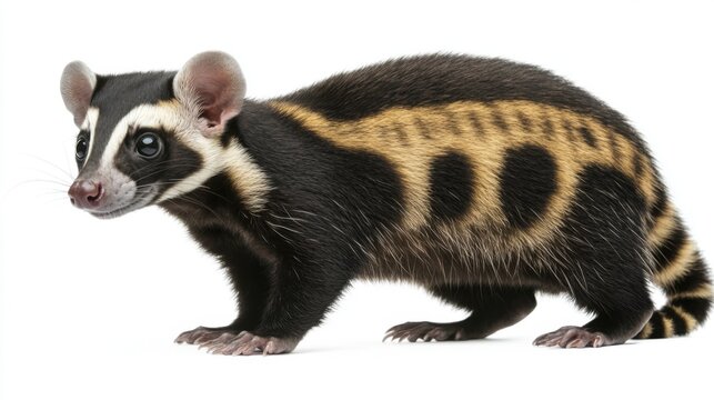 Striped Civet Animal Isolated on White Background