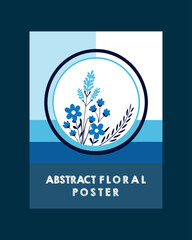 Naklejka premium Blue floral poster with abstract design