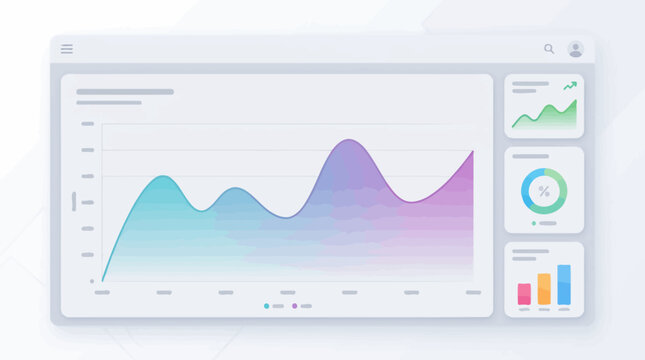 Modern Light Theme Data Analytics Dashboard Interface with Gradient Area Chart