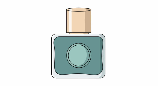A cartoon image of a cologne bottle with a light beige cap