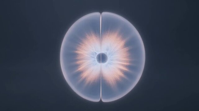 Abstract representation of stem cell division in high-definition 3D.