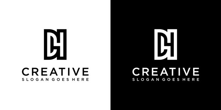 DH or HD initial letter logo design vector