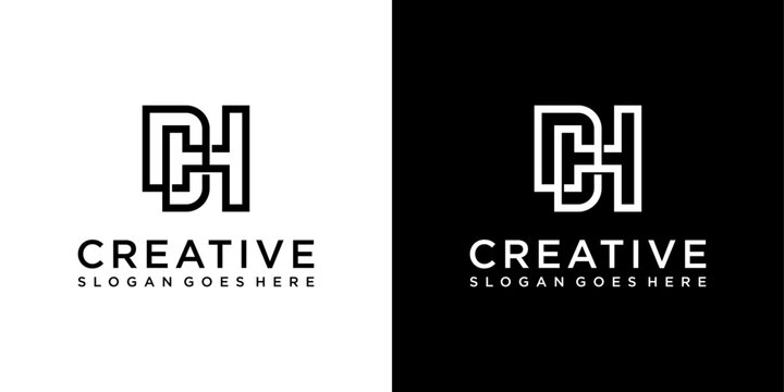 DH or HD initial letter logo design vector