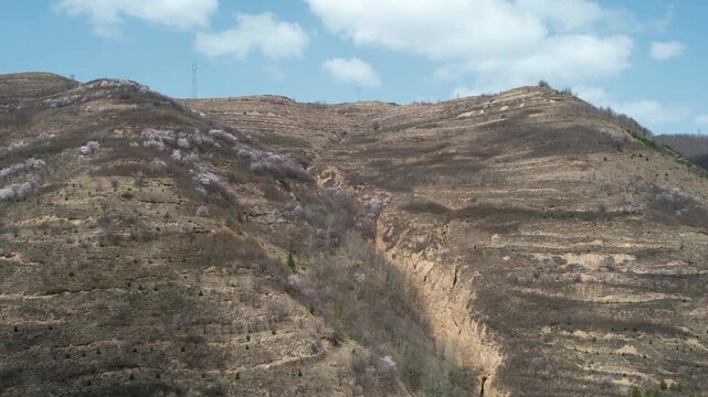 4K northwest loess mountain landform aerial photography real shot video