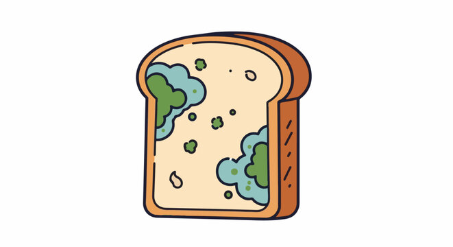 A slice of bread with green and blue mold growing on it