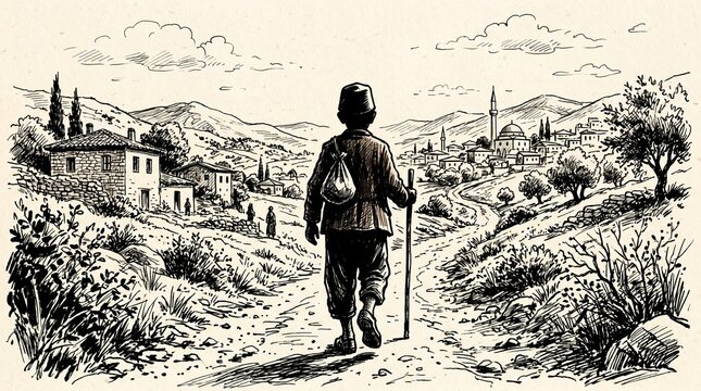 A solitary journey homeward through the quiet hills of a Turkish village.