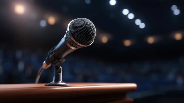 Keynote microphone representing corporate presentations