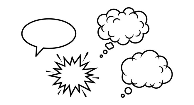 Set of simple speech and thought bubbles for comics and design with speech bubbl