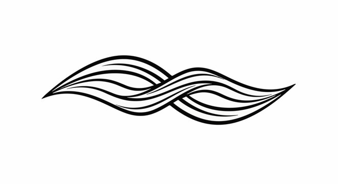 Abstract black and white flowing lines form a symmetrical, intertwined shape