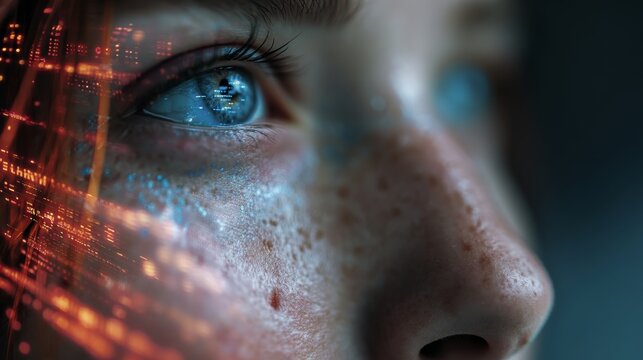 Human Tagged with Digital Data Labels in Futuristic Space, Concept of Identity, Surveillance and Data Classification in Advanced Technology Environment, Sci-Fi Minimal Concept Art