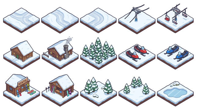 Ski Resort and Winter Lodge Map Builder Kit