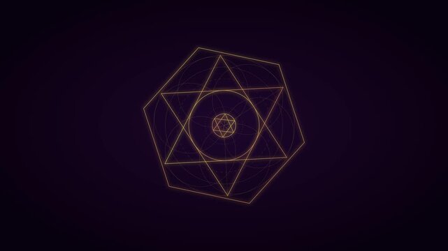 Golden Sacred Geometry Animation on Dark Background