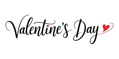 Valentine's Day romantic calligraphy script with heart symbol on white background for love celebration, ideal for greeting cards, social media posts, and romantic marketing campaigns. © konok3001