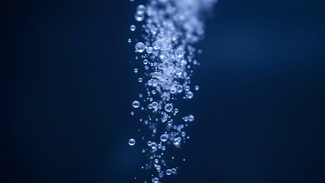 Aquarium airstone releasing a stream of fine bubbles in clear water.