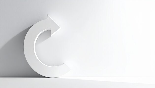 Minimal composition with a single circular arrow object placed in the corner on white background.
Represents improvement cycle and iteration concept in a clean visual style.