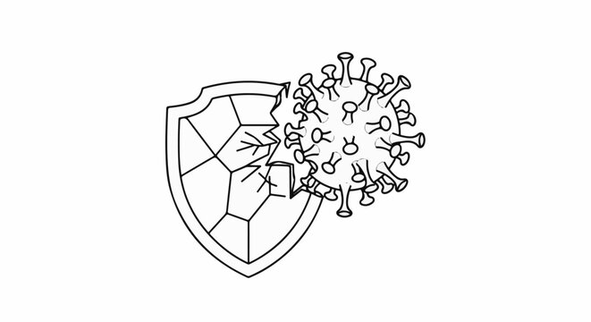 Broken shield facing a virus