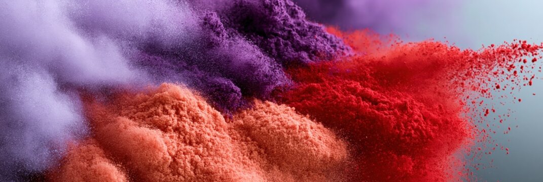 Colored powder explosion showing dynamic pigment clouds