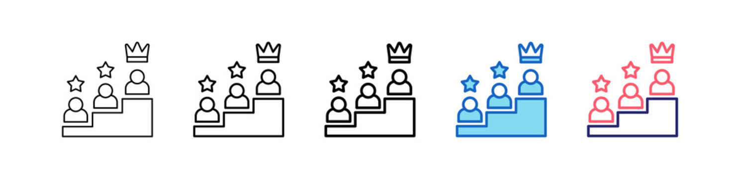 Social Status Icon In 5 Different Styles Set Collection.   