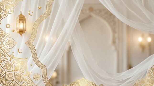 Royal maroon Islamic background with premium gold border ornament style