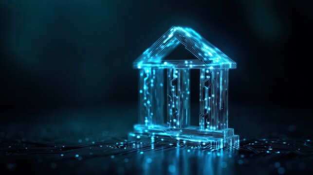Digital bank building technology concept