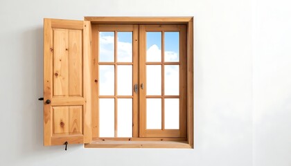 Obraz premium Wooden window with open shutter.
