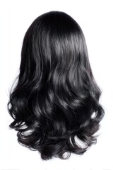 Naklejka premium Black wavy wig on a white background